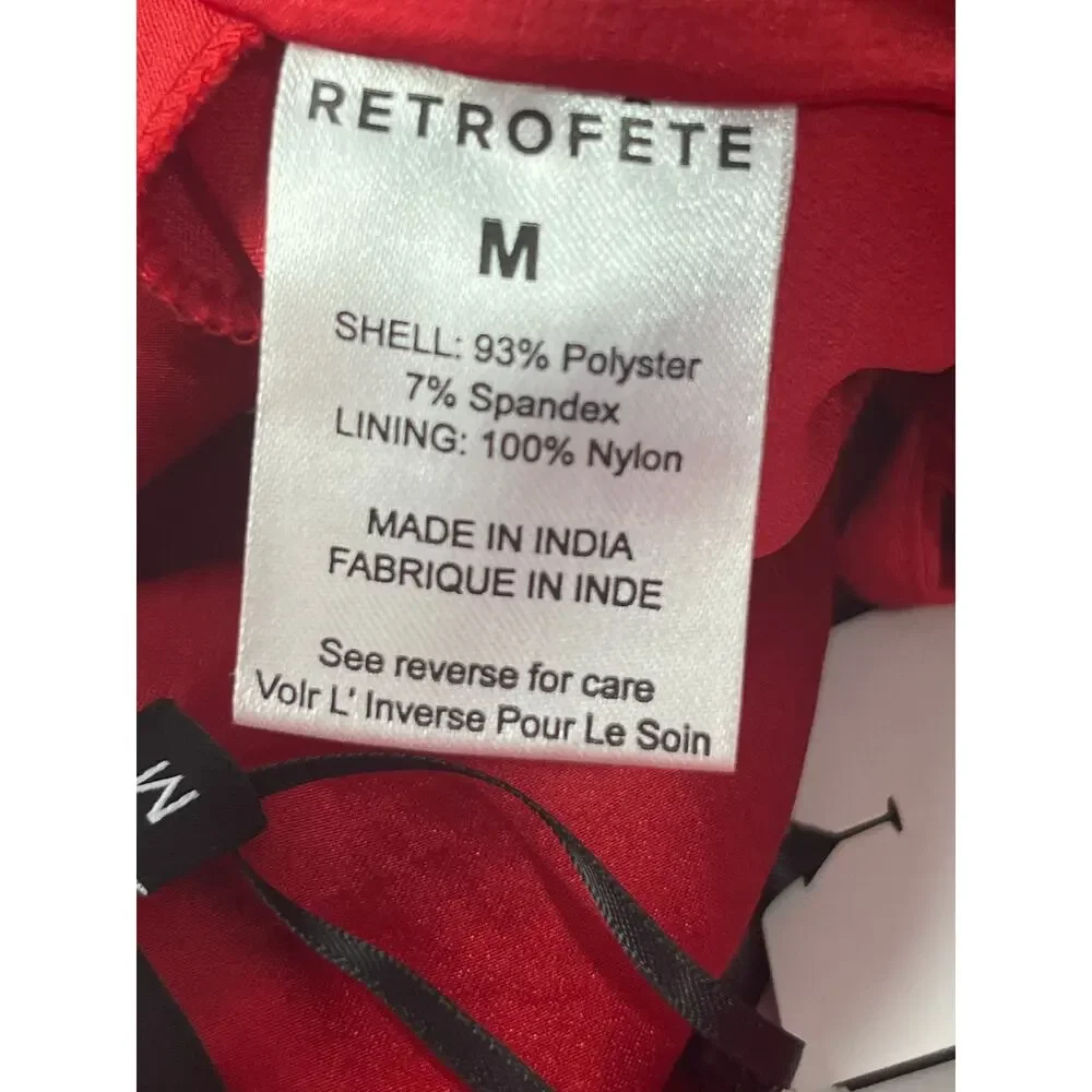 Retrofete Jumpsuit Medium Fiery Red Rhinestone Belt Glam Bling Formal NWT